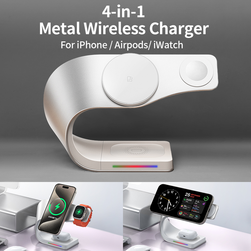 Wireless Charger Watch - Metalowa obudowa 4 w 1 Bezprzewodowa